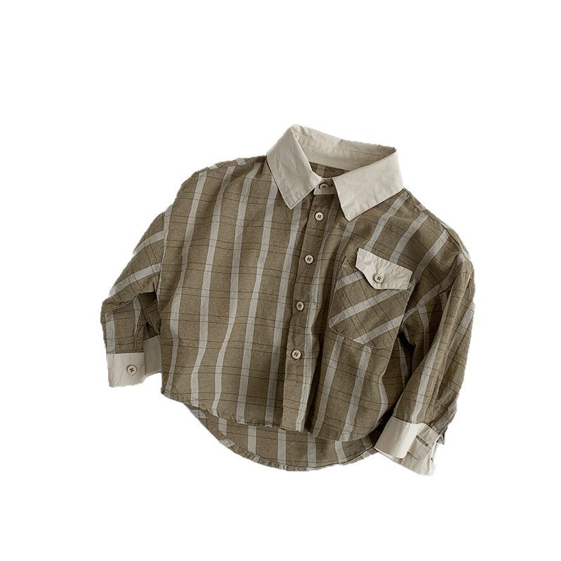 Camisas de cuello delgado para niños primavera y verano japonés y coreanos chaqueta de manga larga para bebés 2025 nueva ropa infantil al por mayor