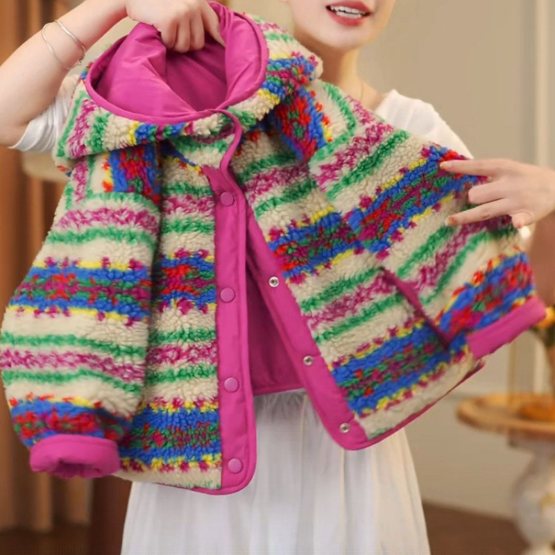 女童双面穿外套秋冬2025新款儿童加厚棉衣冬季女孩韩版百搭棉外套