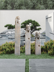 IYR7中式庭院仿古拴馬樁獅子花園造景布置栓馬柱落地擺件室內玄關