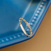 ��14K���ָŮ����ʮ�ּ�С����Ƕ��ʯ����ָ���ƽ��鱦����30671