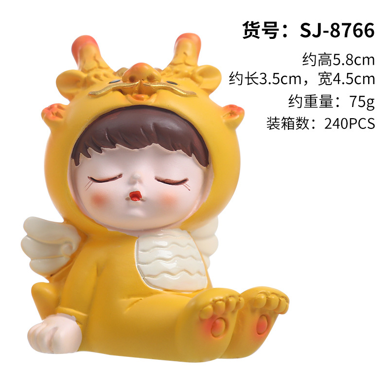 2024 año nuevo dragón bebé lindo decoración dragón año ciego caja año nuevo festivo resina coche decoración lindo dragón año regalo