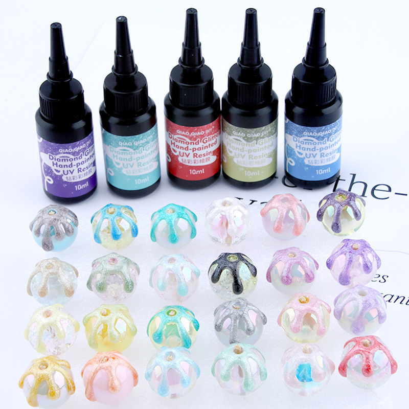 メーカー卸売 UV カラー接着剤 24 色ダイヤモンドフラッシュ UV カラー接着剤顔料 DIY 塗装ビーズ無臭カラー接着剤 UV 接着剤|undefined