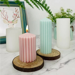 尖頂齒輪圓柱香薰蠟燭硅膠模具diy圓柱蠟燭模具手工燭台石膏擺件