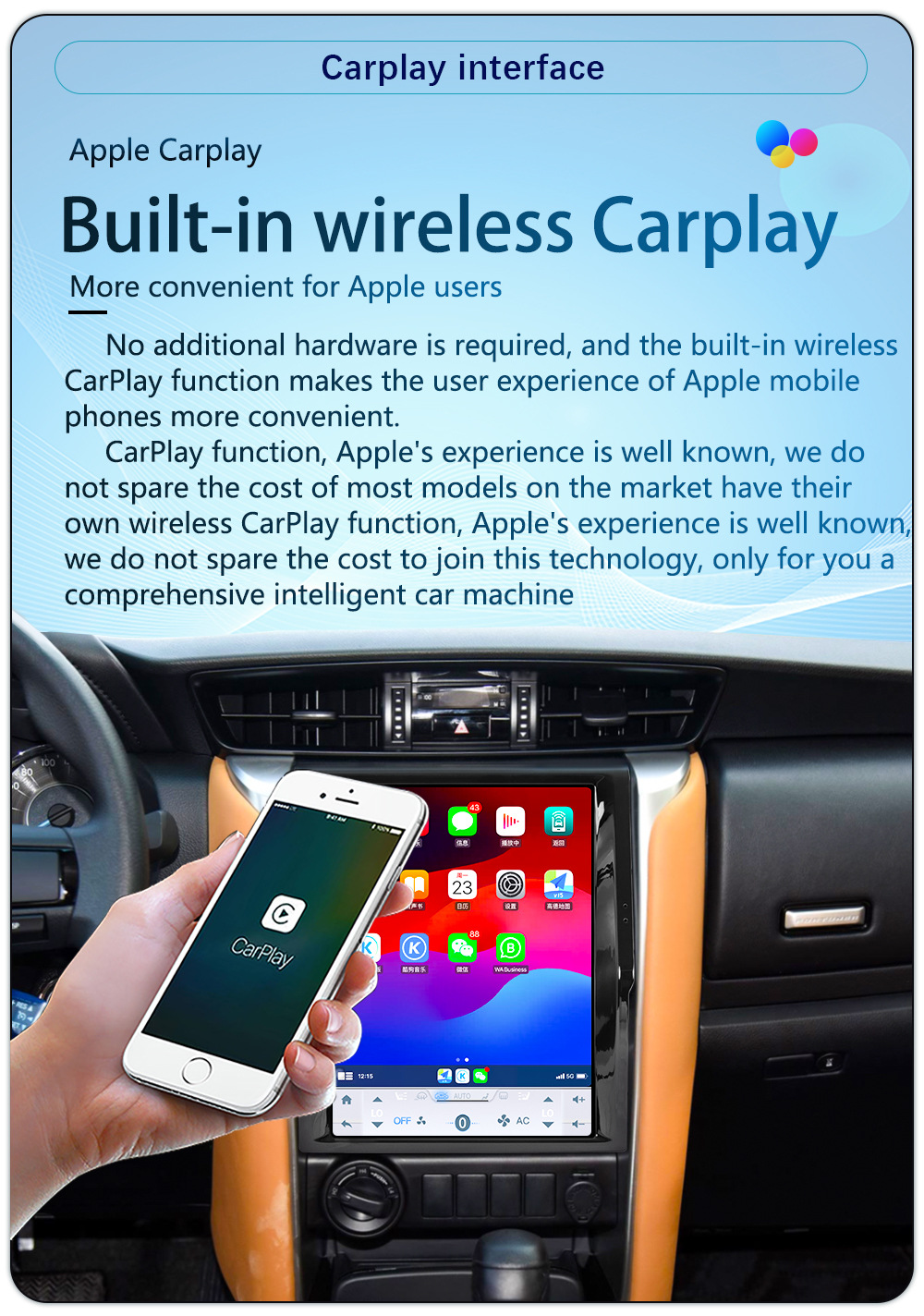 Suitable for 07-21 Models 12.1inch Toyota Runner Fortuner Android 4g Large Vertical Screen Carplay Navigator