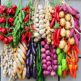 Simulated Vegetable and Fruit Rattan Hanging Ornaments Farmhouse Decoration Fake Garlic Corn Pepper Model Hotel Ceiling