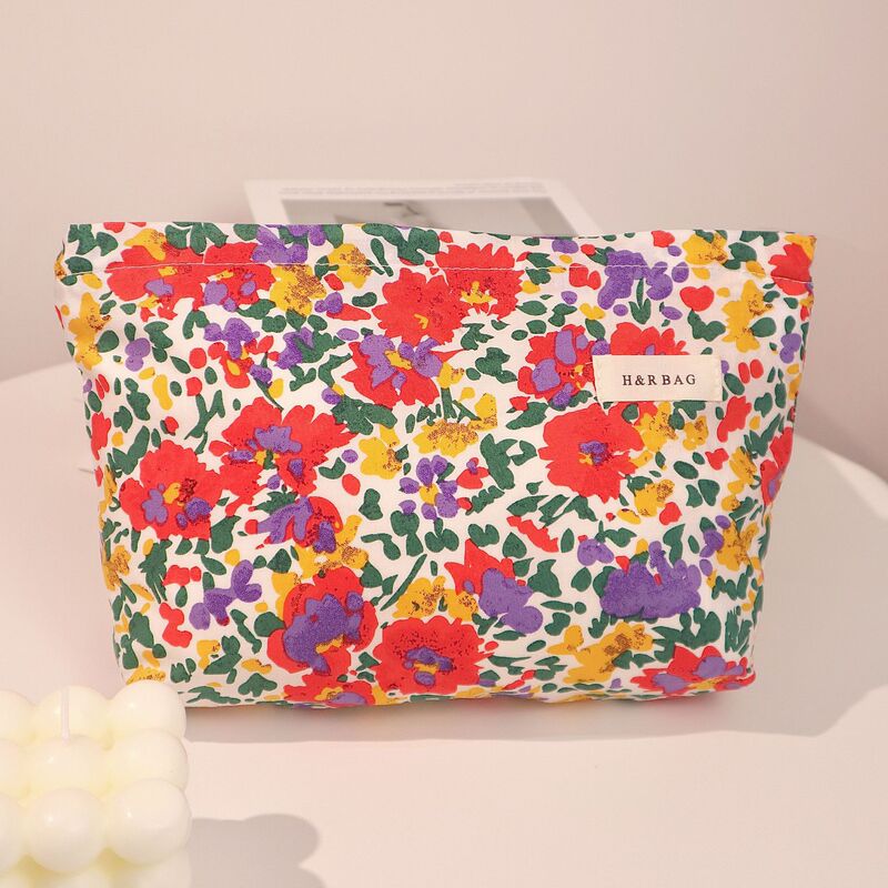 Cross-Border Spotted Floral Cosmetic Bag, Portable Skin Care Product Storage Bag, Travel Toiletry Bag, Inner Bag, Versatile