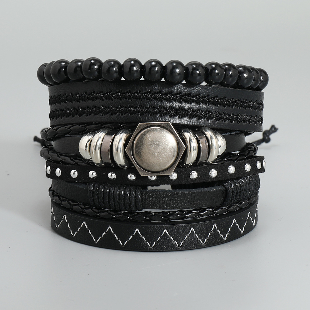 Fashion Geometric Pu Leather Knitting Unisex Bracelets