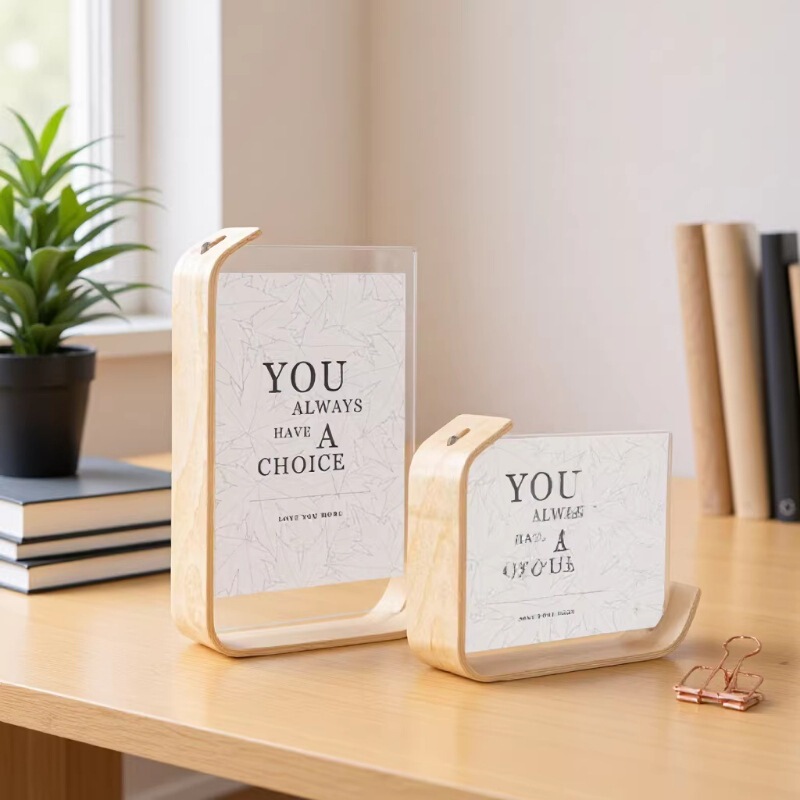 Nordic Light Luxury Wooden Acrylic Photo Frame Display Stand 678inch Children's Art Photo Frame Ornament Light Luxury Style