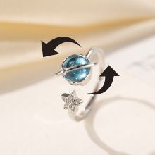 跨境欧美新款热卖可旋转星球戒指女 解压焦虑指环转动抗压减压食