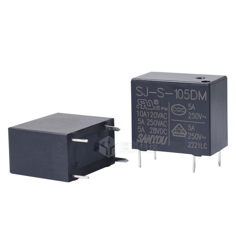 SJ-S-105DM 5A继电器4脚5v12v24v通用小型功率继电器 三友继电器