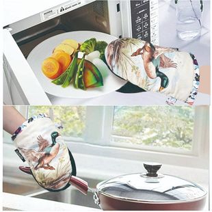 Pure Cotton Lined Silicone Gloves Commercial Oven Microwave Baking Anti-Scalding Heat Insulation High Temperature Resistant Household Gloves