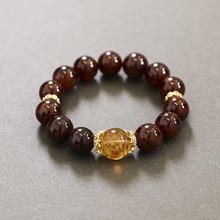 【金霸祥瑞款】天然石招财黄塔晶黄虎眼手链男女款九尾狐正品手串