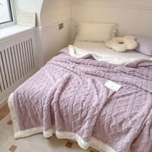 提花牛奶绒毛毯羊羔珊瑚绒毯子北欧风午睡毯床上盖毯沙发空调