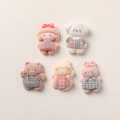 卡通迷你軟萌小兔貓咪小熊植絨貼片DIY手工手機殼包包輔料配飾