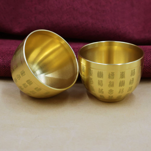 Brass Water Supply Cup for Home, Yellow Metal Cup, Full Copper Buddha Cup, Water Supply Cup for Buddha Hall, Buddha Statue Cup for Altar, Small Size