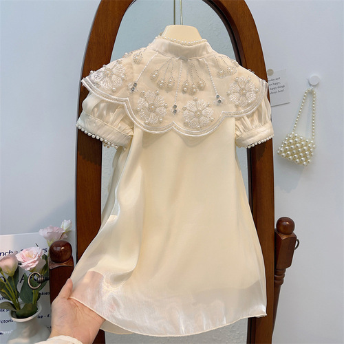 New Chinese-style Republican-style girls' qipao summer 2024 new fashionable baby children improved Hanfu dress