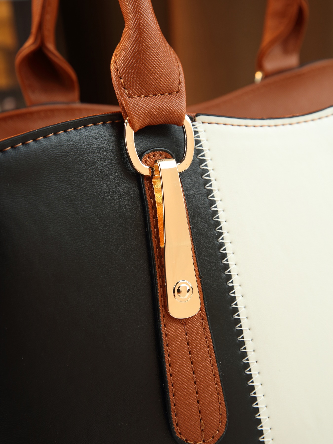 Modische Damen Handtasche Im 4-teile-set Mit Farbblock-design_voghion.com
