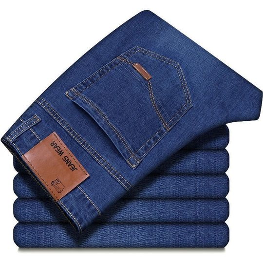 2025 Haopai Spring and Summer Men's Jeans Men's Korean-style Straight Stretch Middle-aged Work Casual All-match Mid-waist Trousers