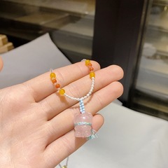 粉水晶Kitty猫项链送女朋友闺蜜自留生日礼物