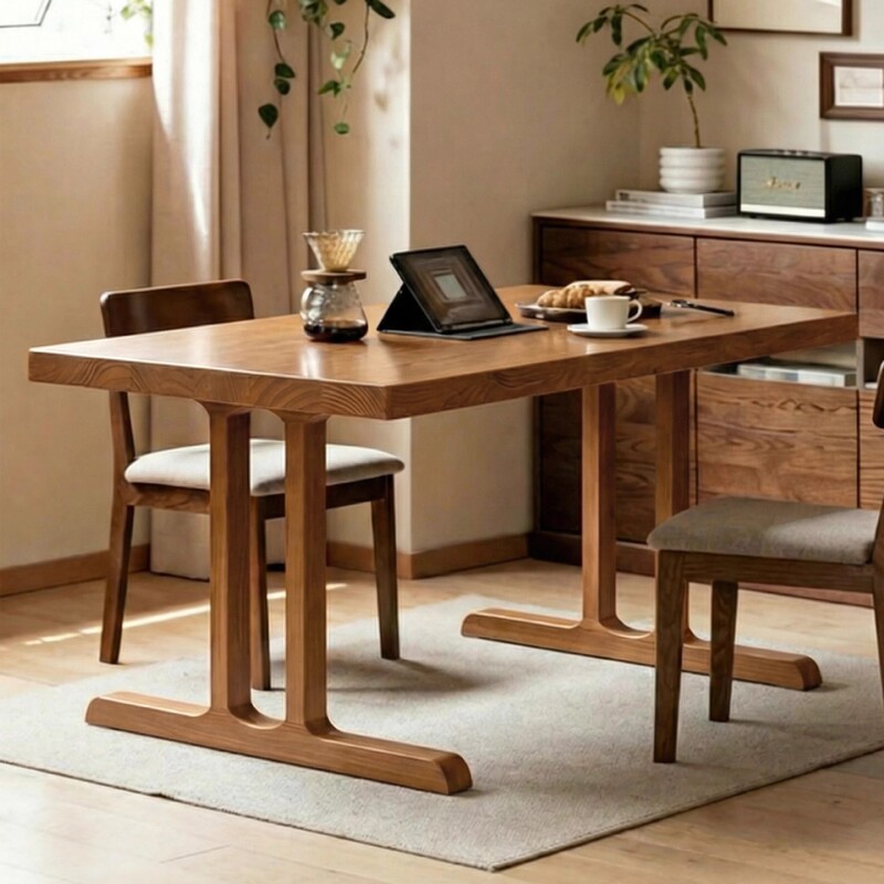 All-Solid Wood Large Board Table, Long Desk, Study Table, Double Computer Desk, Living Room-Style Cherry Wood Writing Desk, Work Station