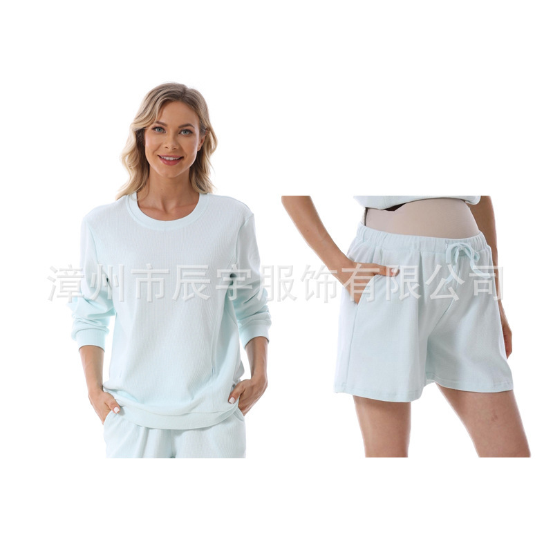 妊婦ファッション春秋服セットは2025気質の衛衣を着ています。|undefined
