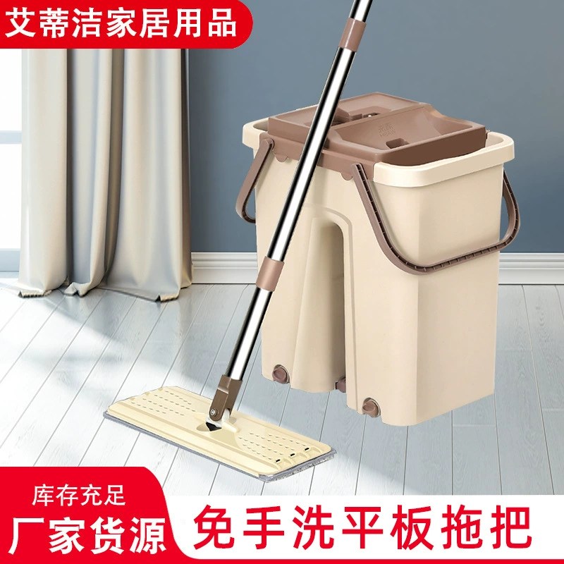 Швабра для дома с функцией самоотжима, ленивая швабра с ведром, для сухой и влажной уборки в помещении, впитывающая швабра с отсеком для хранения.