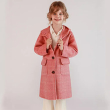 女童双面羊绒大衣2025新款秋冬中长款儿童格子毛呢子羊毛外套