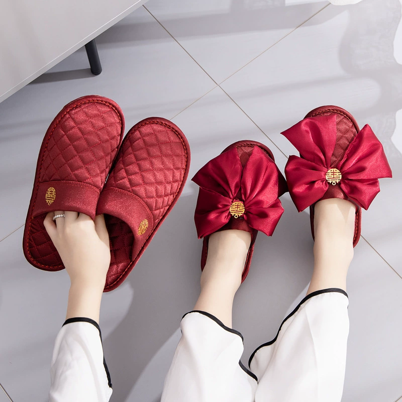 Свадебные тапочки Baotou хлопковые тапочки зимняя Свадебная домашняя обувь Красные праздничные мужские и женские Factory Direct поколение волос