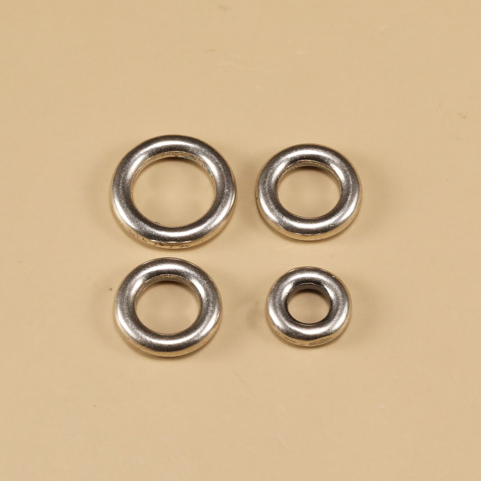 S925纯银泰银配件 做旧闭口圈 手工编绳跑环串珠 DIY连接圈平安扣