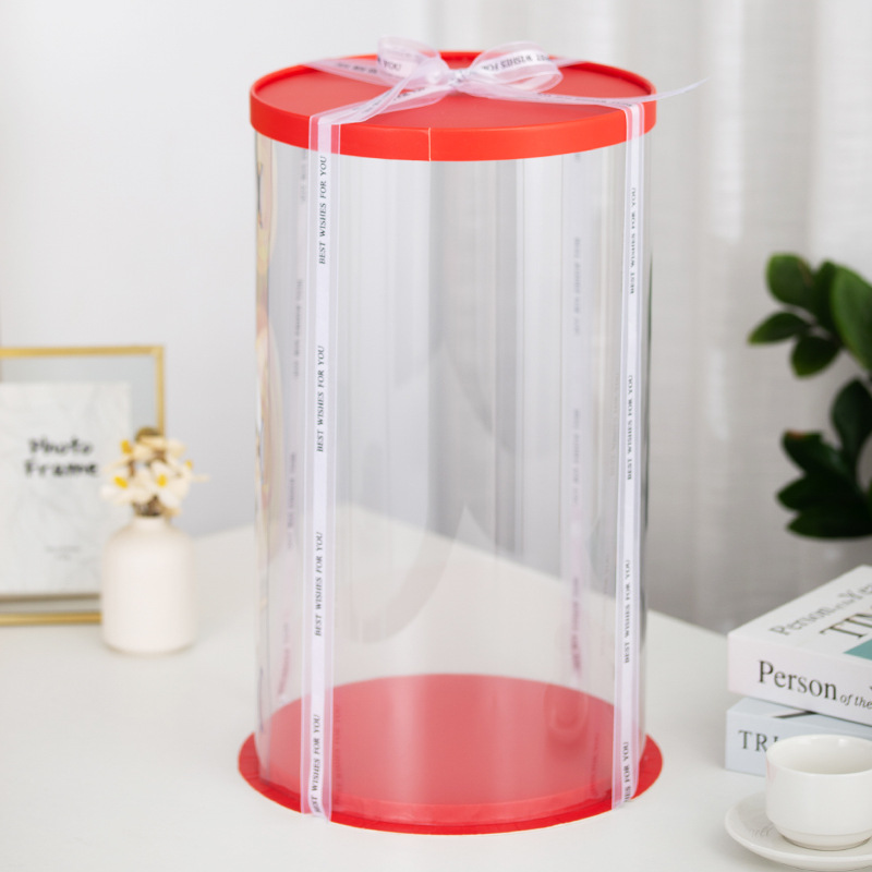 Caja de pastel transparente redonda 4 pulgadas 6 pulgadas 8 pulgadas 10 pulgadas 12 pulgadas cumpleaños hornear pastel caja oso violento caja de embalaje