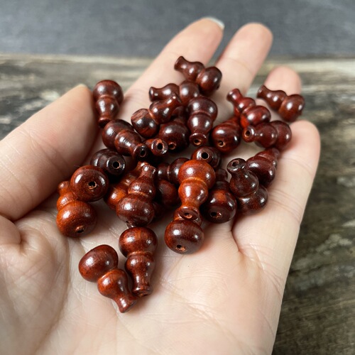Factory Direct Sale Wooden Gourd Handle Piece Zitan and Ebony Integrated Red Wood Small Gourd Pendant Decor Accessory DIY Necklace
