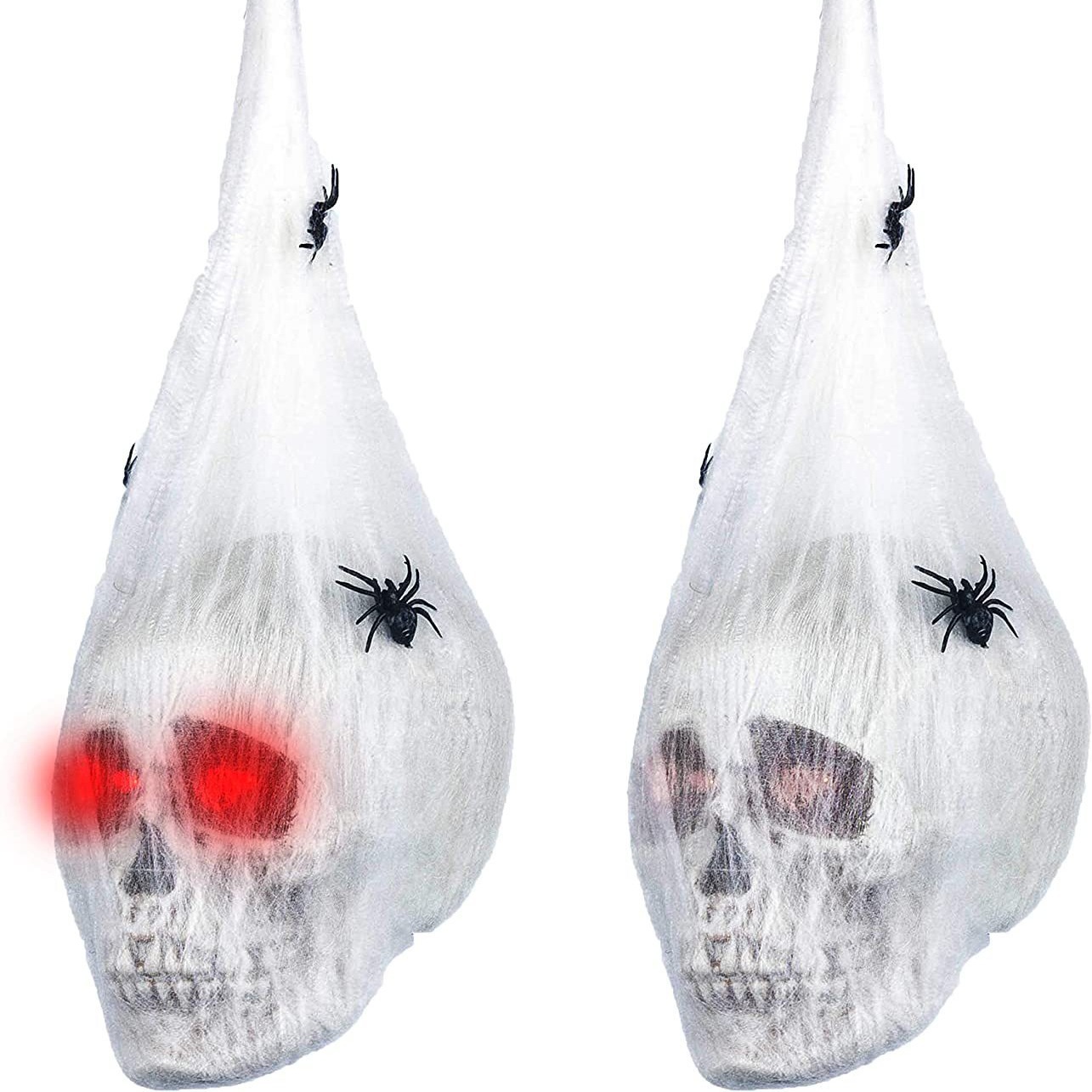 Halloween horrores luminosos acústicos cráneo araña algodón props casa embrujada decoración de patio cráneo araña