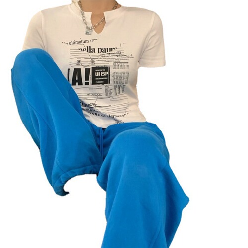 White V-neck short-sleeved T-shirt women's 2025 summer new Korean style slim short baby-exposed student shirt ins