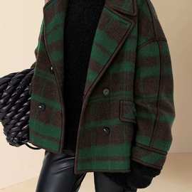 美拉德冬季短款毛呢外套女2024年新款小个子呢子双面呢大衣潮