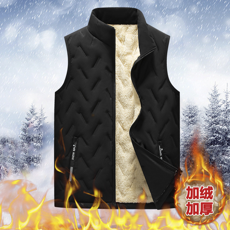 Cross-Border Large Size Men's Vest Autumn and Winter Velvet Sleeveless Warm Vest Cotton Vest Twill Crepe Jacket for Men Cross-Border Large Size Men's Vest Autumn and Winter Velvet Sleeveless Warm Vest Cotton Vest Twill Crepe Jacket for Men