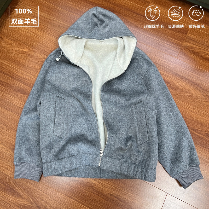 Heavyweight 100% Double-Sided Wool Warm Hooded Jacket, Double-Layer Color-Blocking Cleanfit Zip-Up Sweatshirt for Men and Women Heavyweight 100% Double-Sided Wool Warm Hooded Jacket, Double-Layer Color-Blocking Cleanfit Zip-Up Sweatshirt for Men and Women