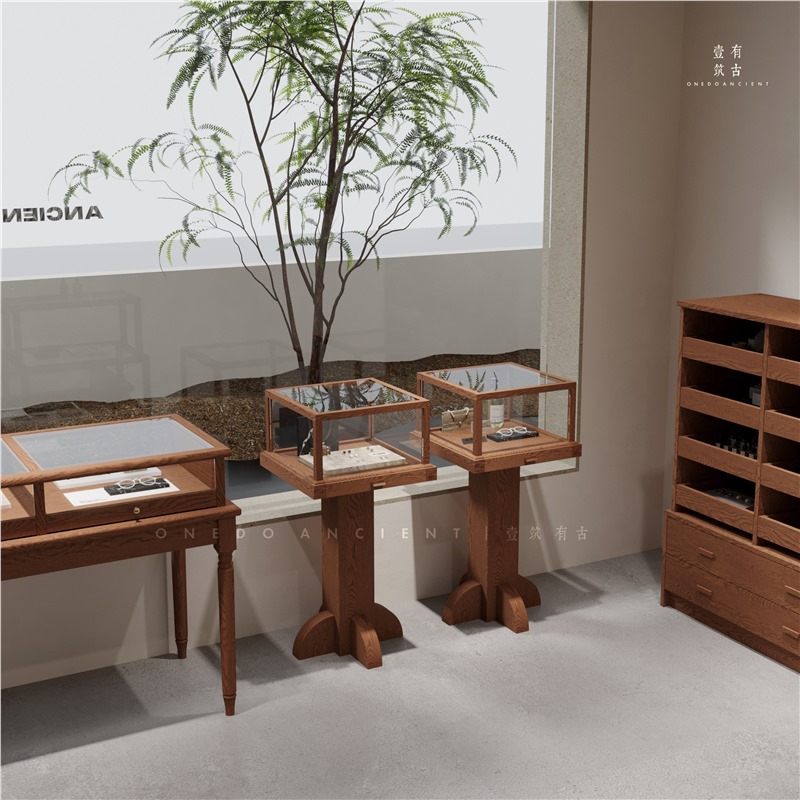 复古精品玻璃立柜展示柜首饰珠宝样品柜奢侈品古董展台中岛陈列柜