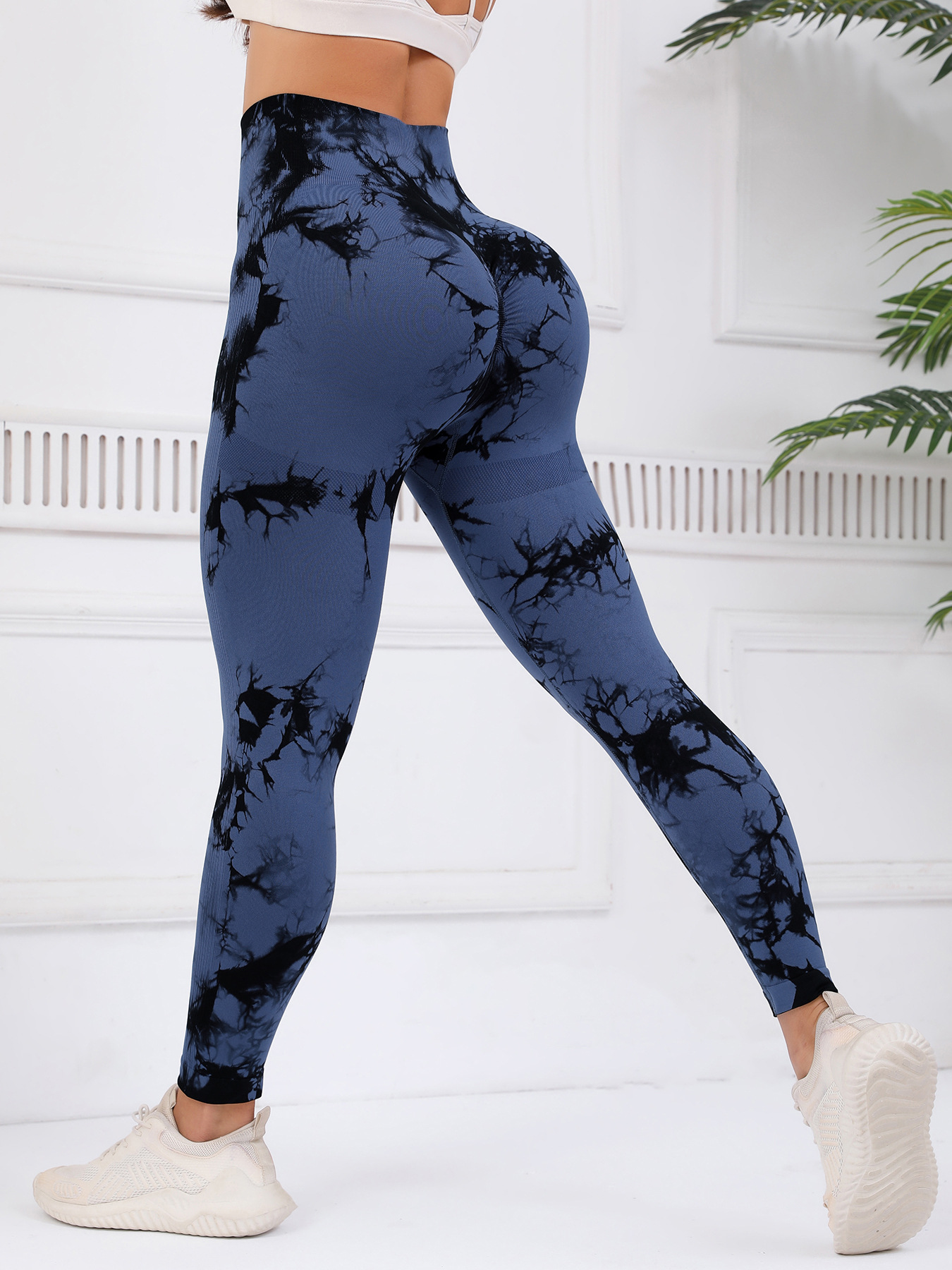 Pantalones de yoga calientes transfronterizos, tejido sin costuras teñido anudado, nalgas de melocotón transpirables, pantalones deportivos, pantalones de fitness, pantalones de yoga para mujer image 4