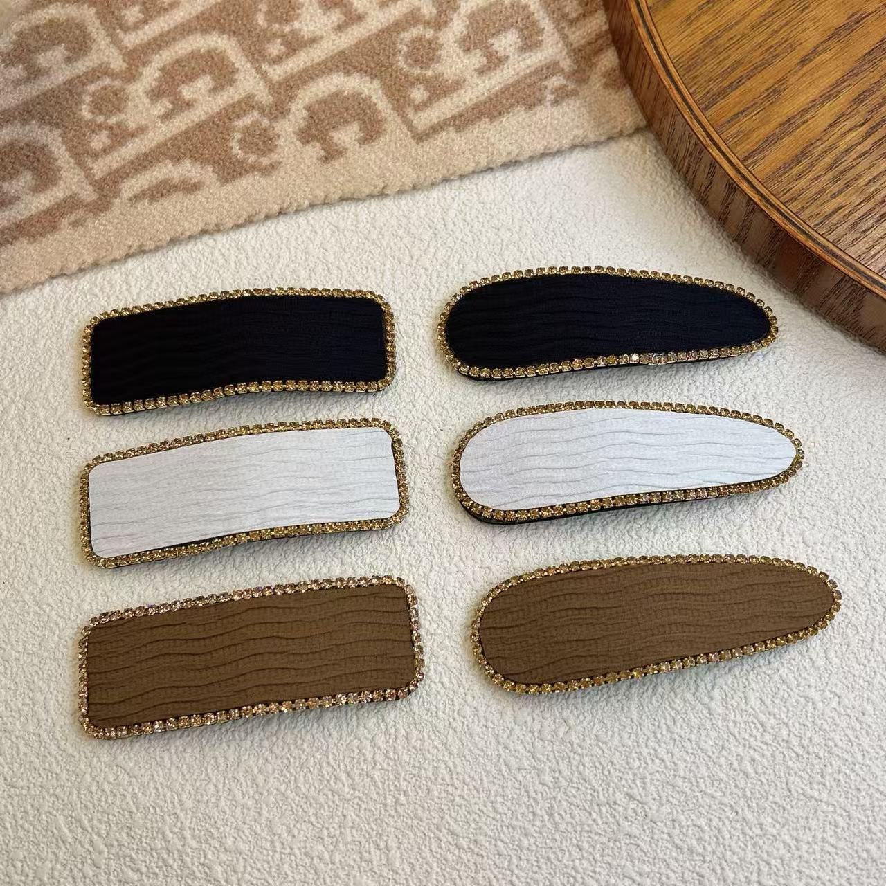 小香风布艺水钻气质发卡法式复古侧边夹后脑勺BB夹刘海夹发饰女