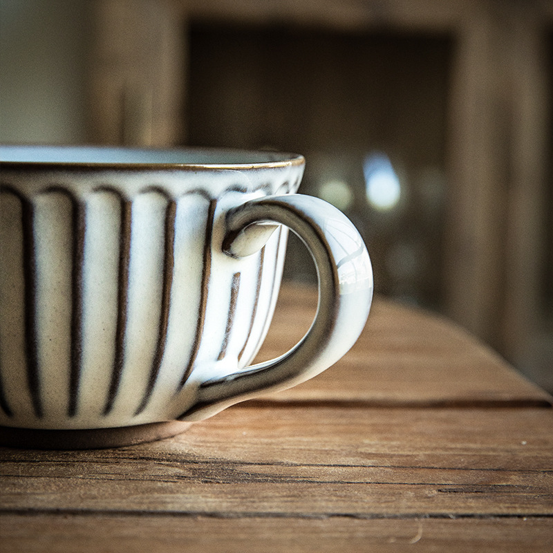 Giessen vintage taza abierta alivio americano taza de café Garland latte cerámica exportación al por mayor