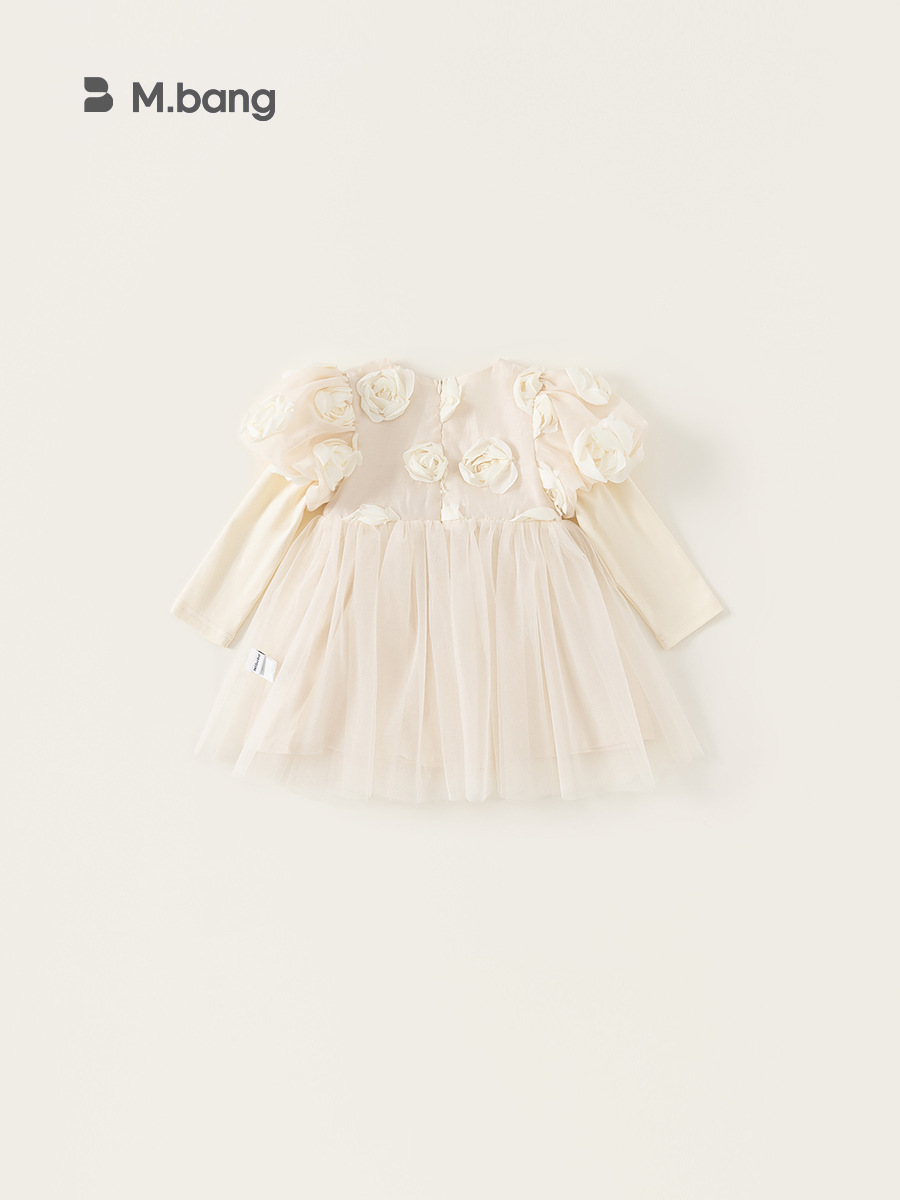 Yubao ropa infantil de niñas burbuja manga malla primavera nuevo dulce bebé vestido de cumpleaños vestido de princesa