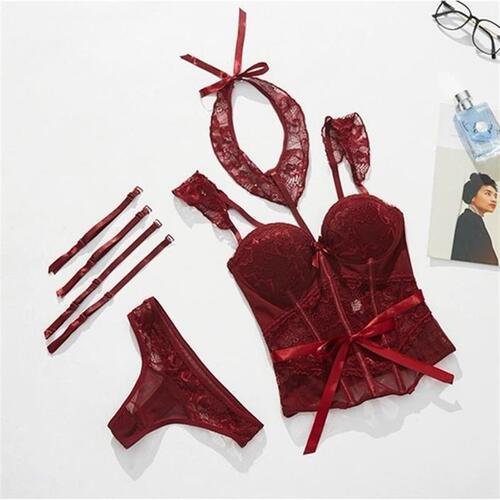 Cross-border new sexy lingerie sexy corset keel vest steel support chest pad split set