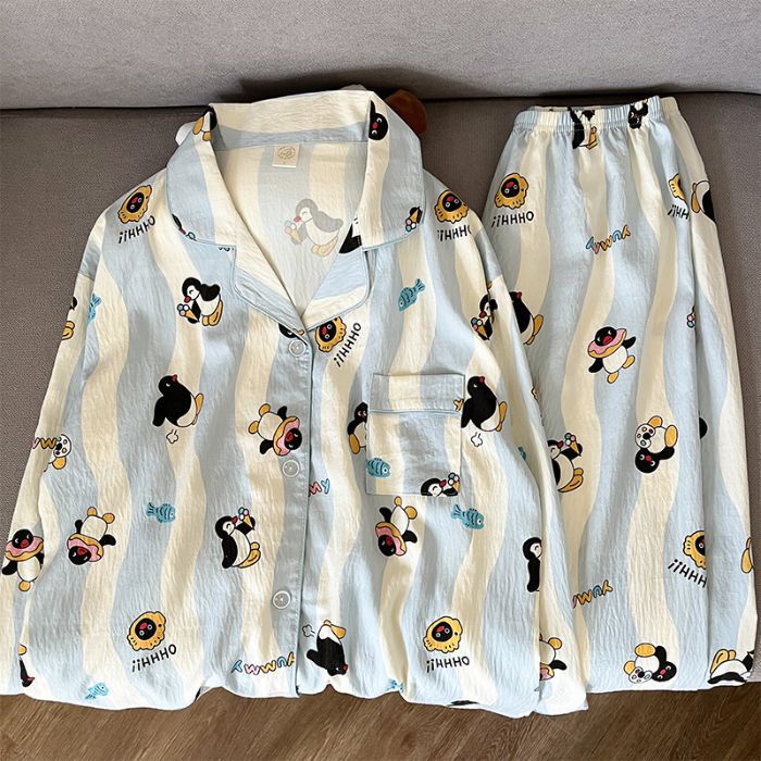 Long sleeve trousers plus size 300kg sweet wind pajamas women's spring and autumn cloud cotton new ladies home clothes Long sleeve trousers plus size 300kg sweet wind pajamas women's spring and autumn cloud cotton new ladies home clothes