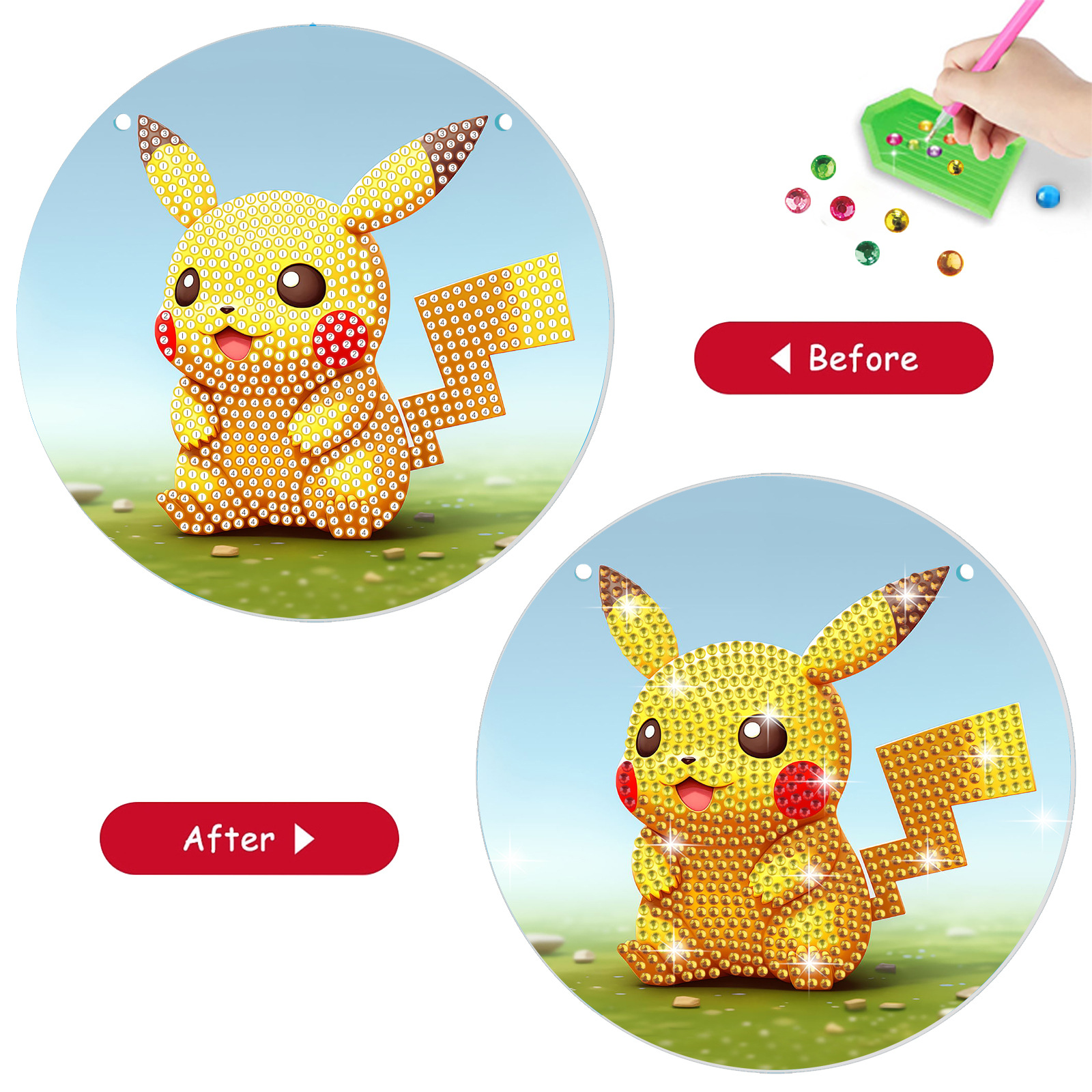 Pikachu Amazon DiDi Diamante Pintura Colgante Acrílico Colgante Creativo Diamante Se centran en los niños