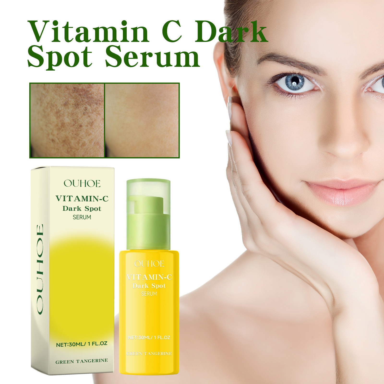 Ouhoe Vitamin C Serum Softens Skin, Natural Complexion, Moisturizes, Refreshes, Brightens and Smoothes Facial Essence