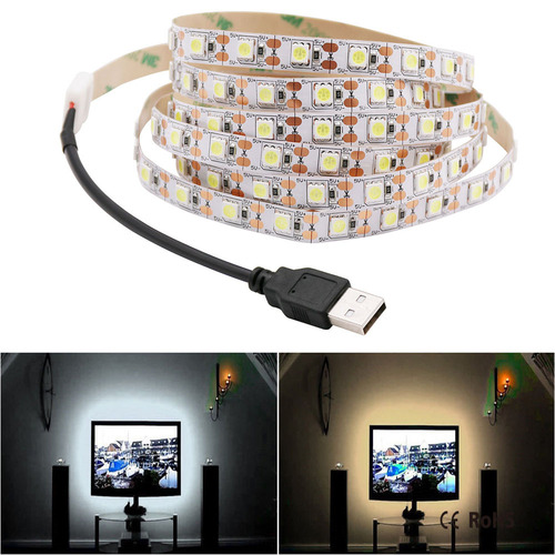 5050 60LED White Light Strips 5V Single Color White Warm White USB Powered Night Lights for Stalls Lighting Strips