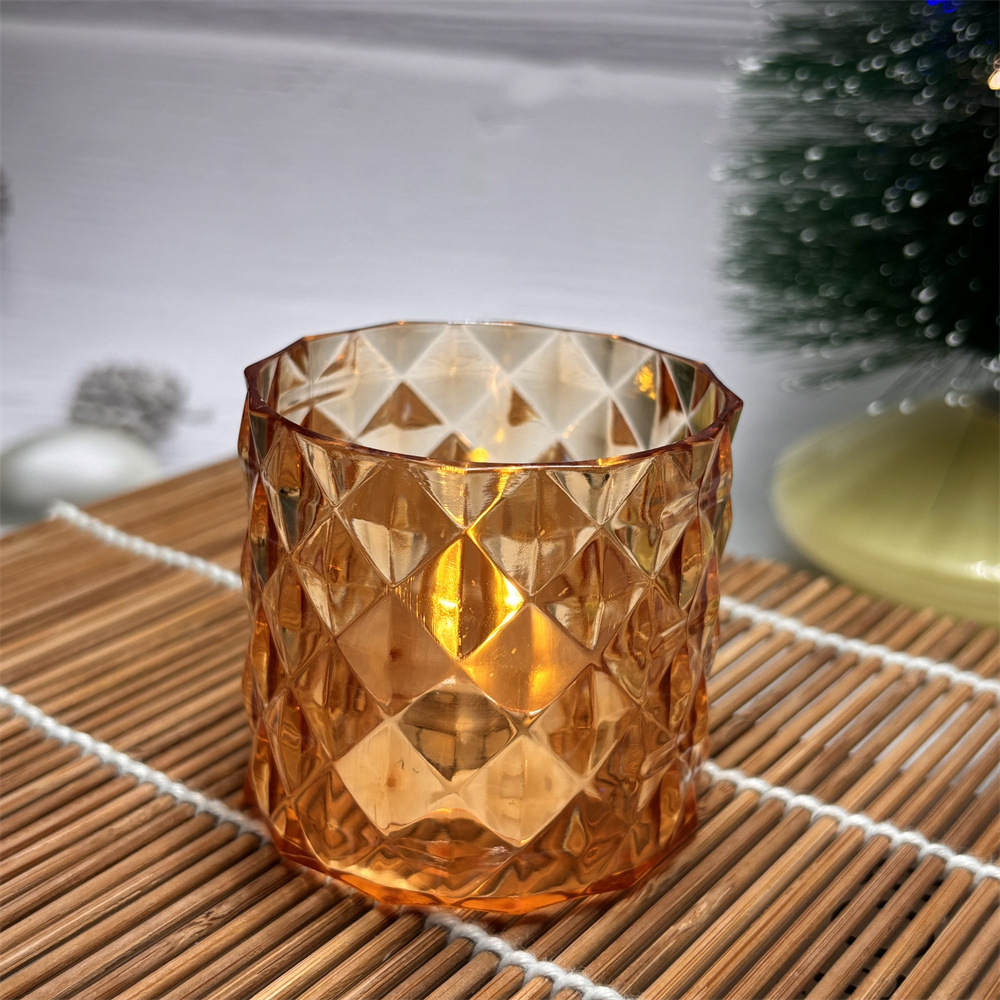 Lámpara de vela transfronteriza LED taza de cera de té taza de vidrio luminoso iluminación taza de cristal accesorios de mesa estilo europeo