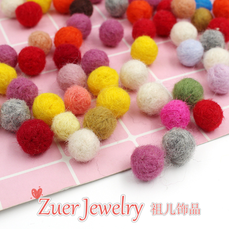 Wool Felt Solid Ball 1.5cm Hair Accessories DIY Earrings Fur Ball Pendant Colorfulful Fur Ball Accessories Handmade Jewelry