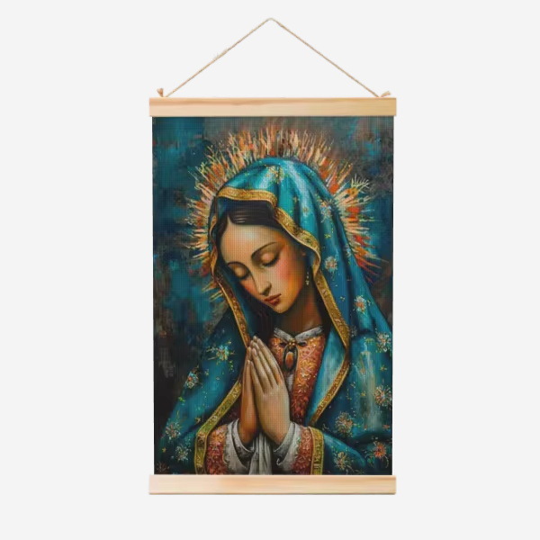 Guadalupe Nuestra Señora de la fábrica de carteles de rollo de madera sólida cuelga pinturas de comercio exterior suministro de almacenamiento Temu
