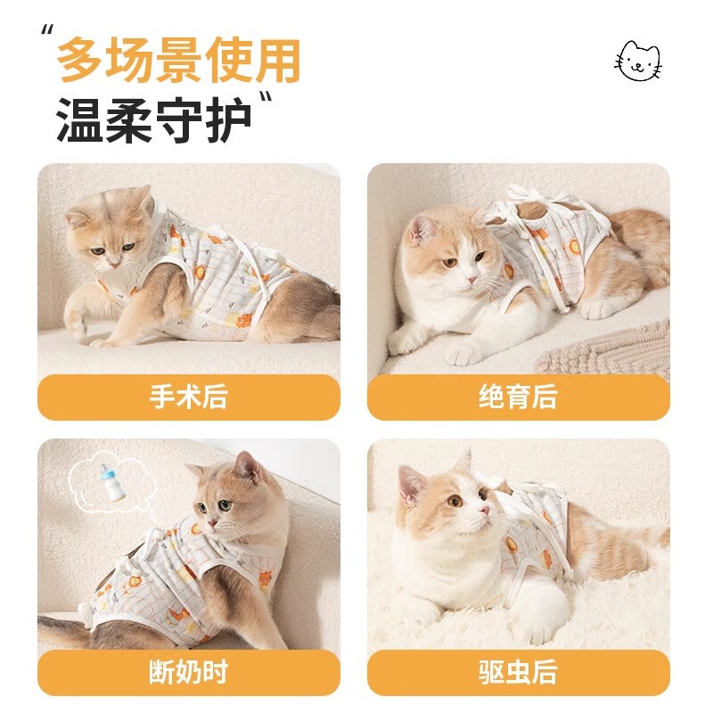 猫の絶育服母猫の絶育術後に禁乳服の断乳服母犬の雄猫のバンドを着用してペット用品を舐めます。|undefined